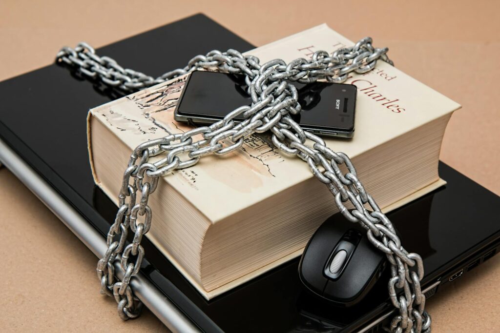 a book with a chain around it